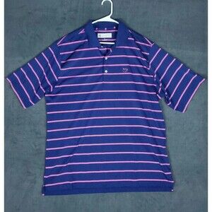 Donald Ross Men’s Polo Golf Shirt Size XL Striped Short Sleeve Blue Pink